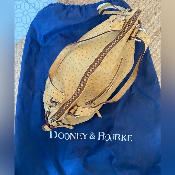 Dooney & Bourke Vintage Ostrich Satchel Style Bag Mustard Yellow - Picture 10 of 14